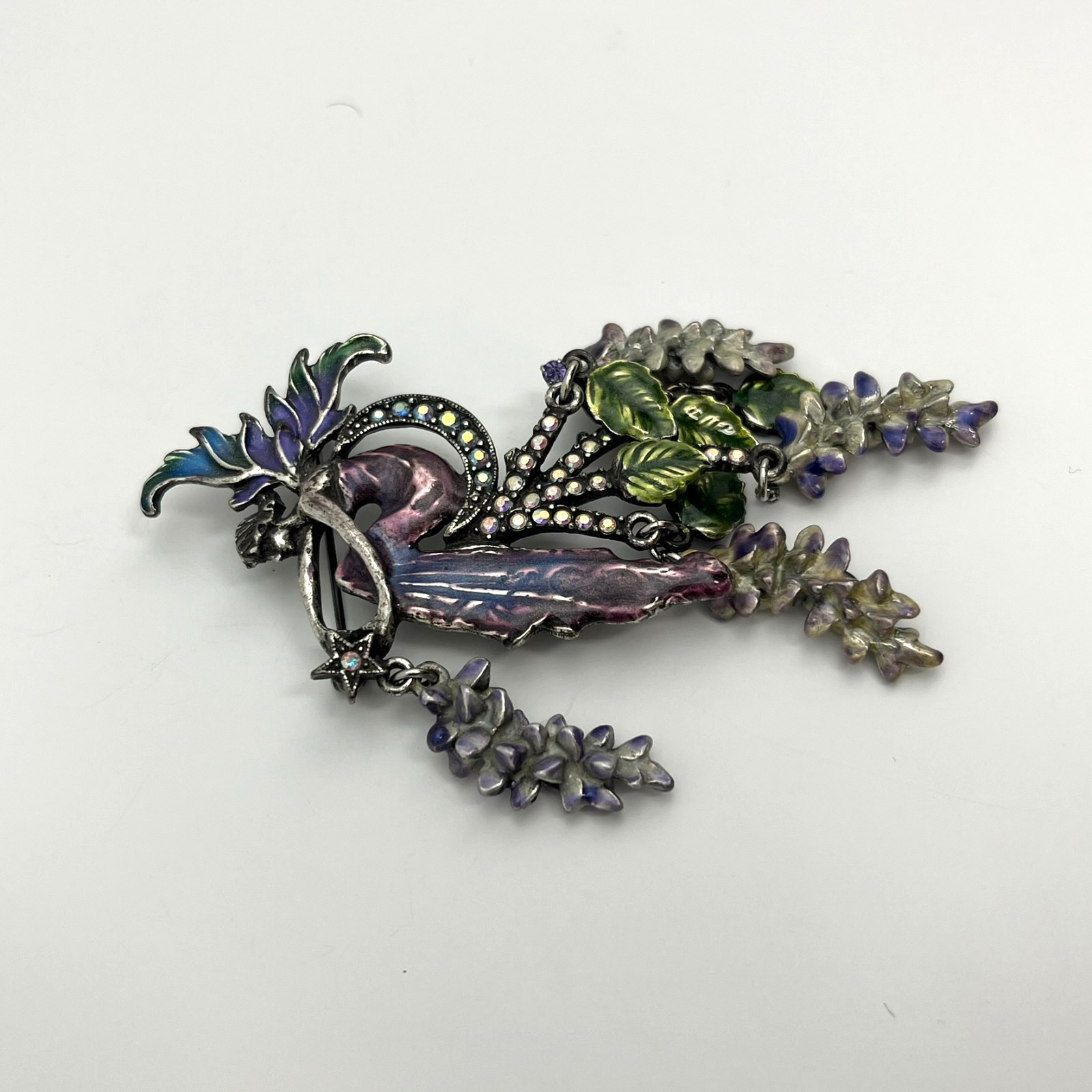 Kirks Folly Enchanted Fairy Moon Brooch Wisteria Flowers