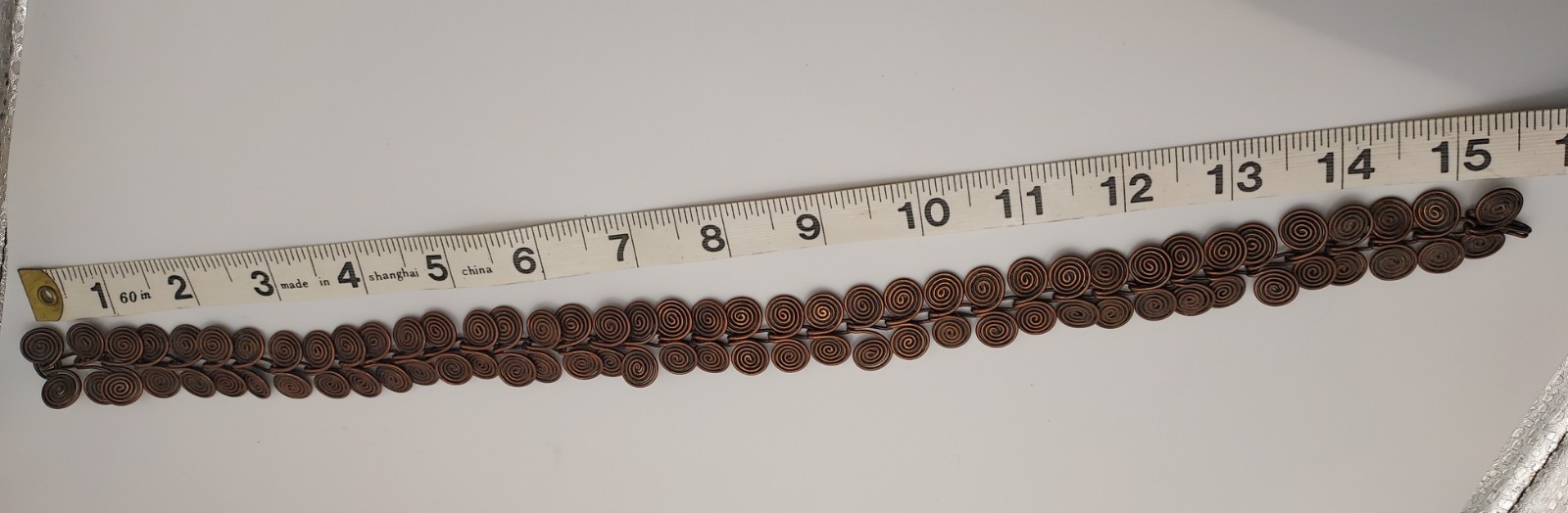 Vintage Copper Tone Spiral Wire Necklace Choker 16” Handmade