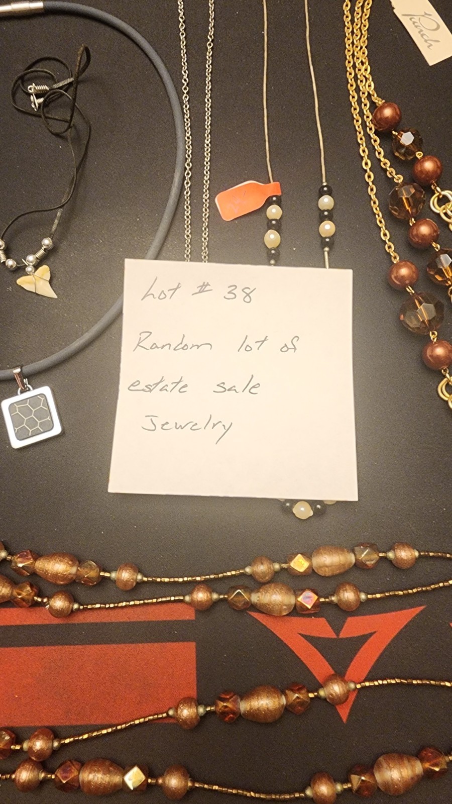 Lot #38 of random estate sale jewelry, mostly necklaces, chains, chokers