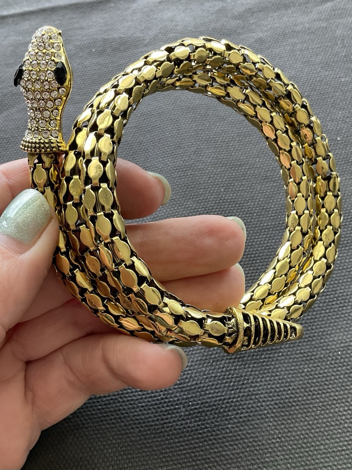 vintage gold tone mesh snake wrap statement bracelet Estate Costume Jewelry