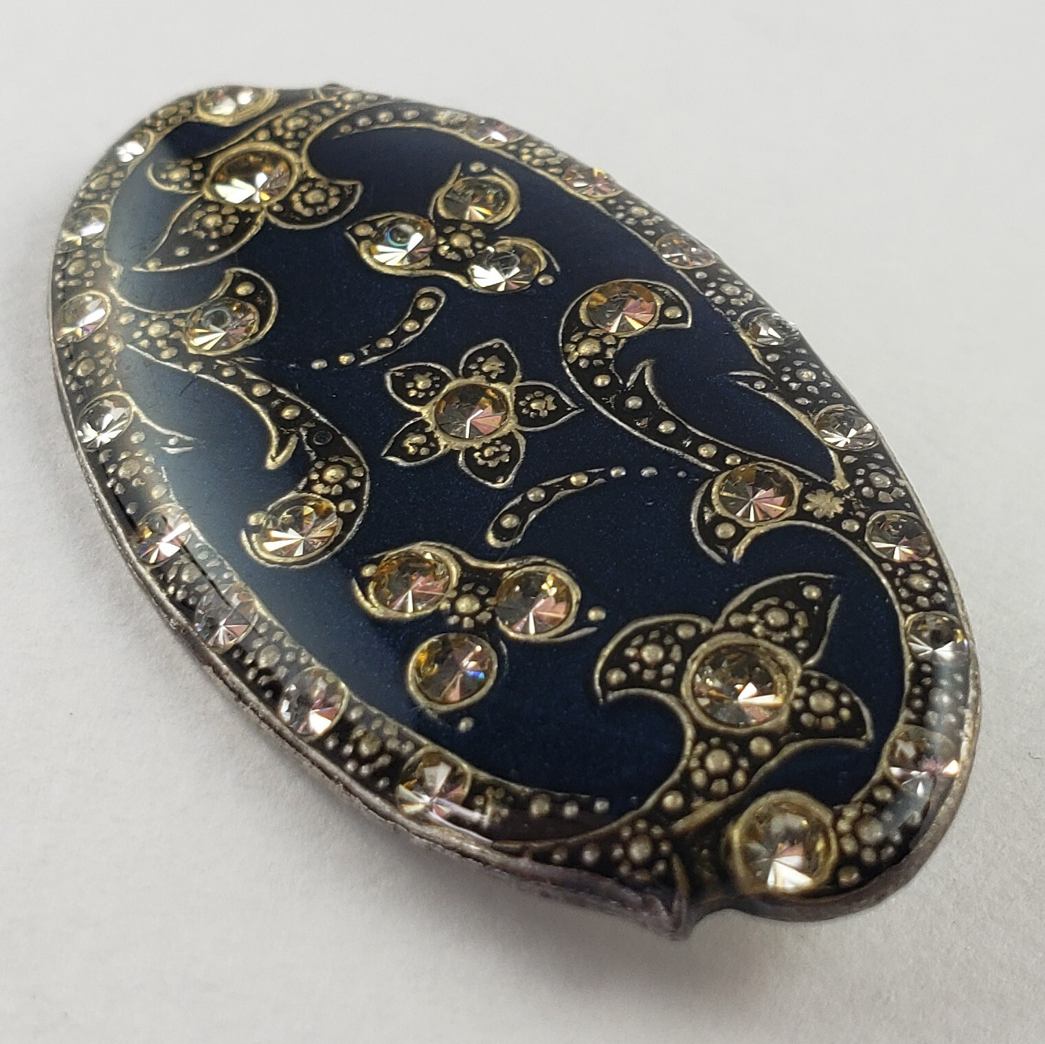 Art Deco Catherine Popesco Brooch Pin White Rhinestones France [7531]