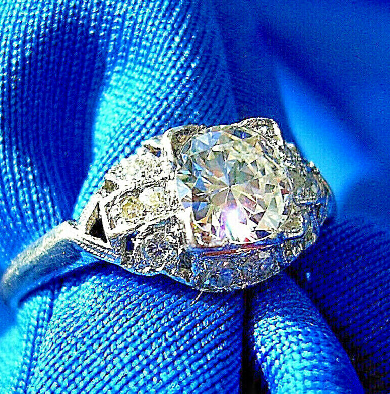 Original EARTH MINED DIAMOND Deco Engagement Ring Vintage PLATINUM Solitaire 6