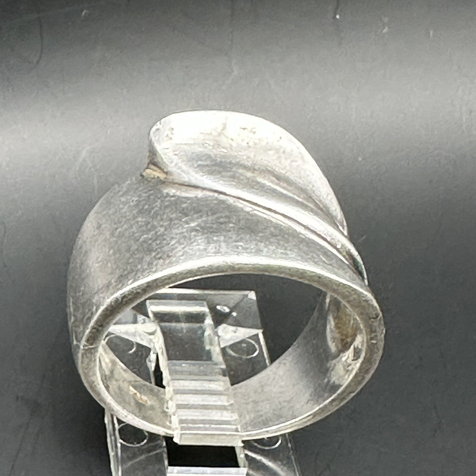 Modernist Smooth Ring Vintage Signed Italy 925 Sterling Silver Size 7.75