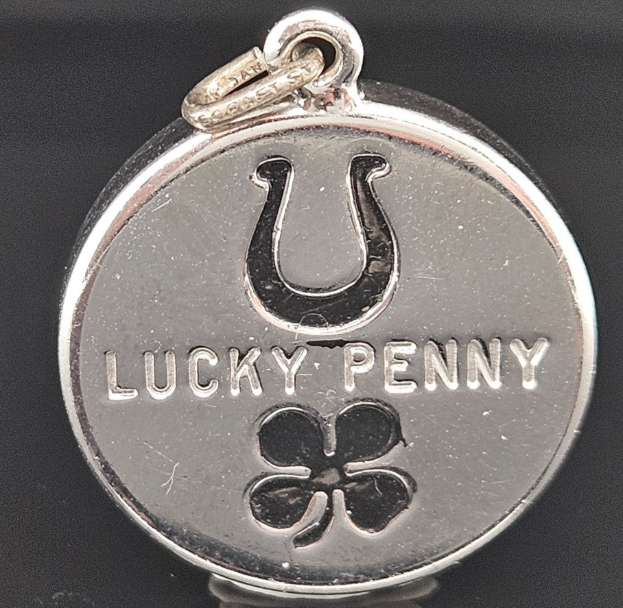 Sterling Danecraft 1964 LUCKY PENNY Charm Pendant Luck Money Clover Horseshoe