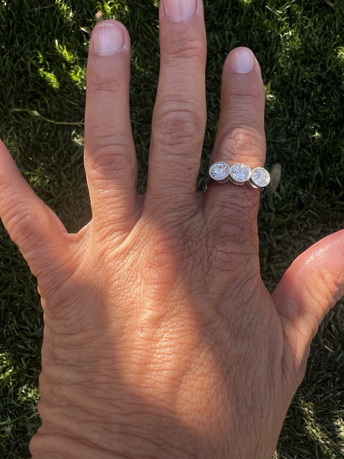 1920’s Antique Deco Old European Cut Diamond Platinum Bezel Milgrain Ring