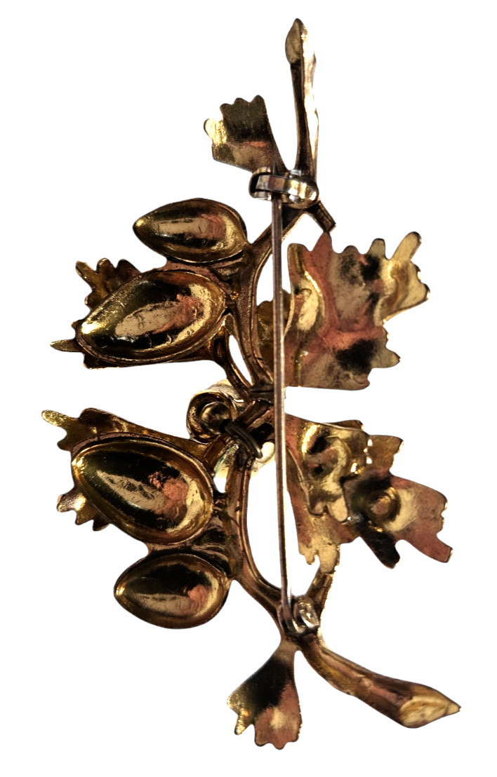 Vintage Textured Brass Articulated Pine Cone Branch Brooch/Pin~2.5″ X 1 5/8″