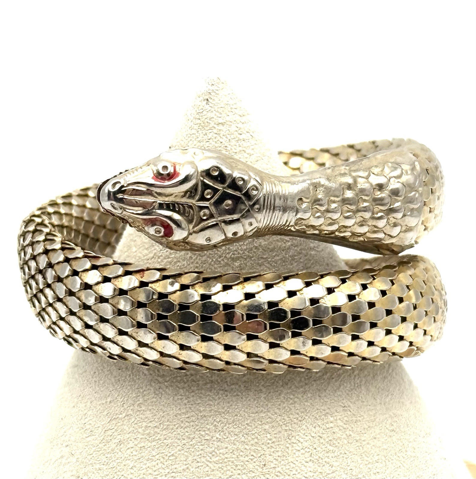 Vintage Snake Coil Mesh Wrap Bracelet Gold Played Serpent Unsigned
