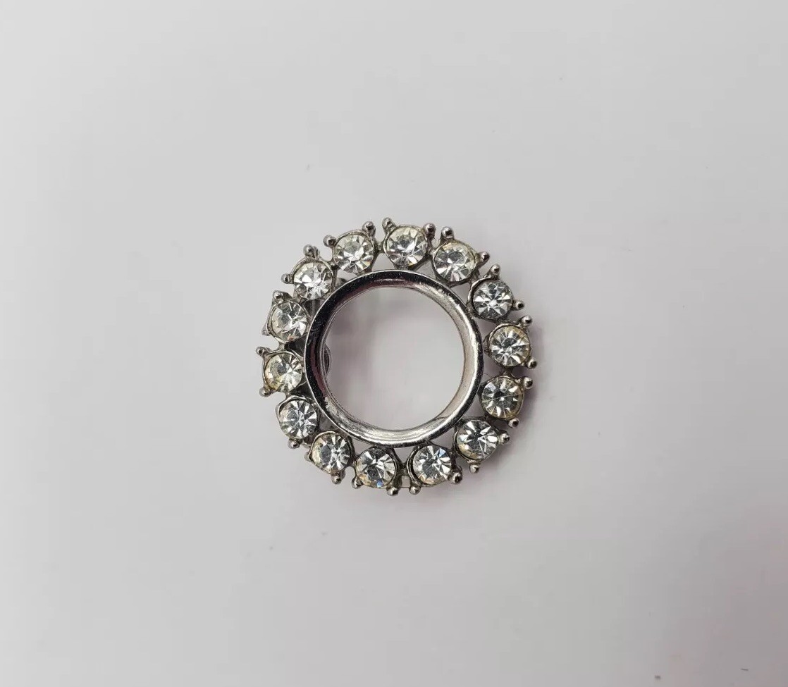 Vintage Silver Rhinestone Brooch Pins Set Pair Of 2 Costume Jewelry Accessories