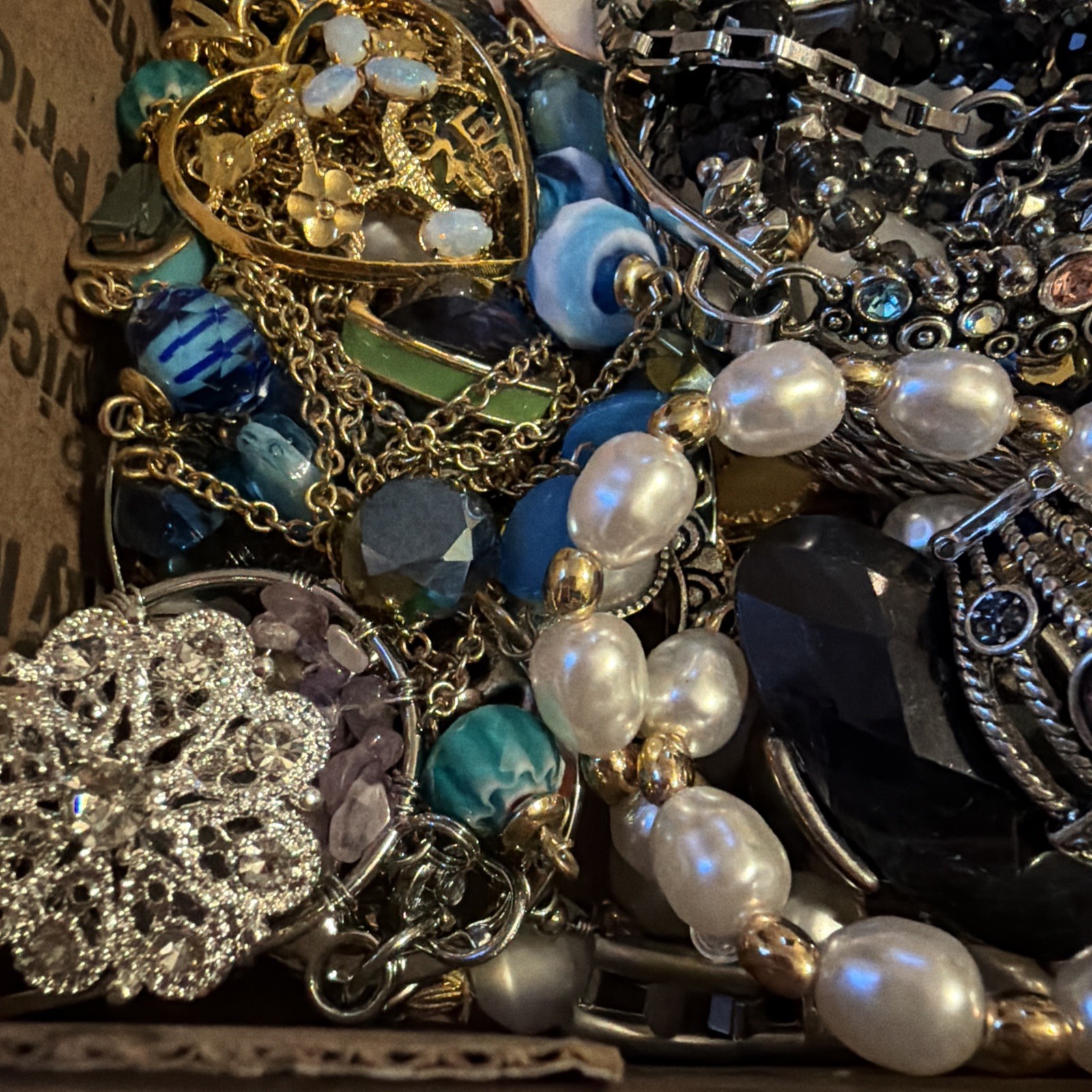 Vintage to Now Jewelry Lot All Wearable Untested. No Junk. Box B8 Rhinestones