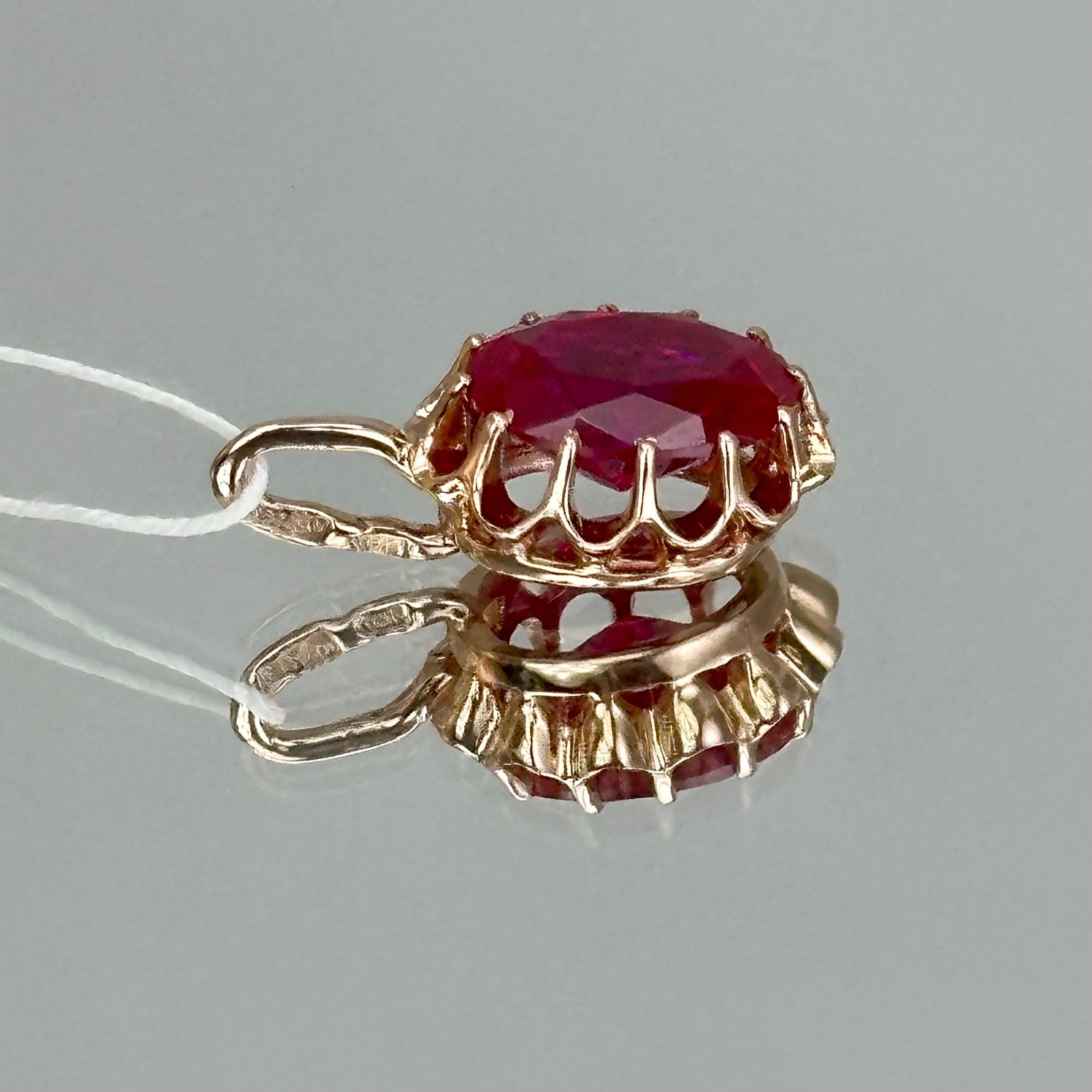 USSR Vintage Original Rose Gold Ruby (lab. made) Pendant 583 14K 2,12 g. Ukraine