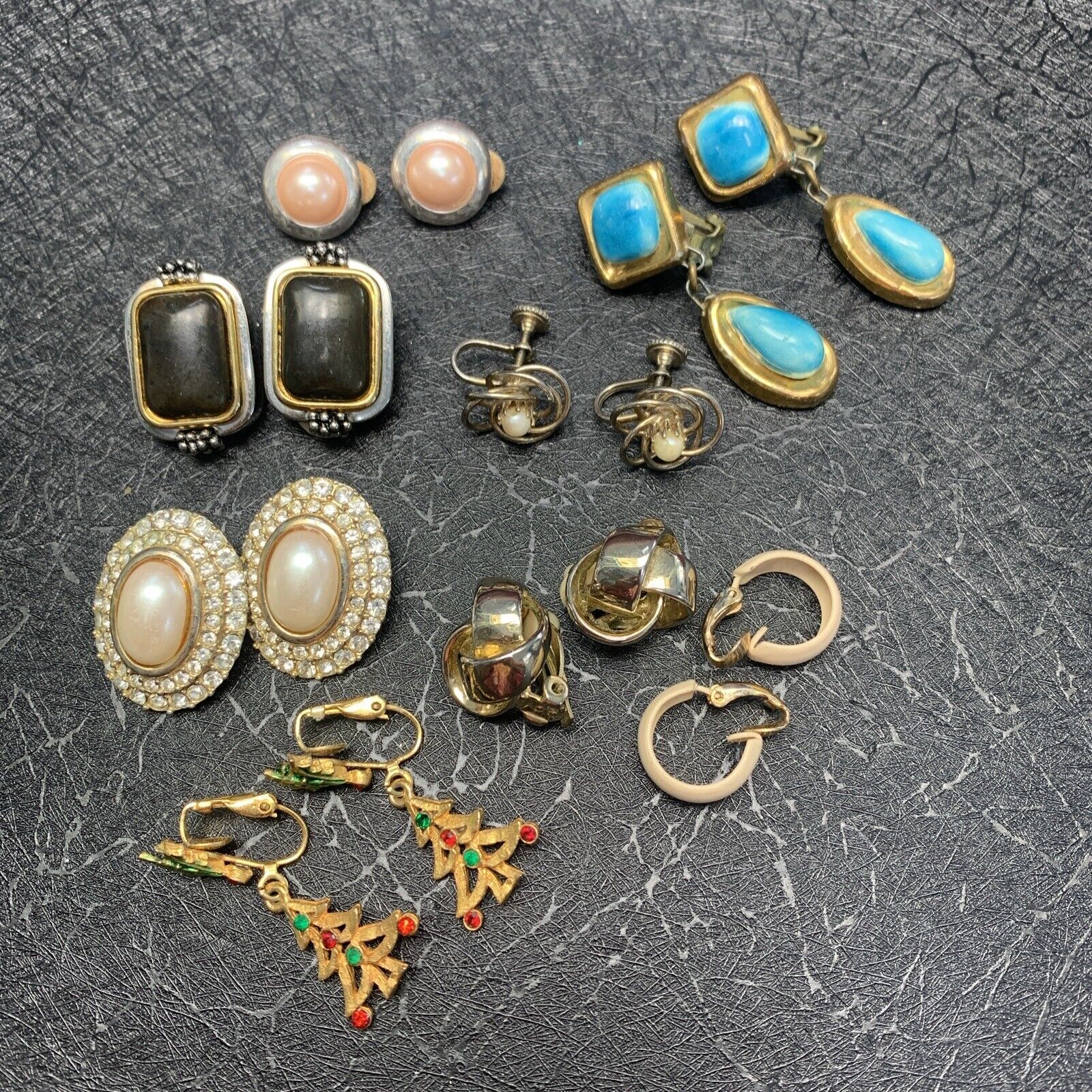 Wearable Vintage Clip Earring Lot Assorted 8 Pairs As Shown