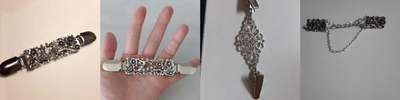 Vintage Flower Shawl & Cardigan Clip Brooch – Antique Zinc Alloy Sweater Collar