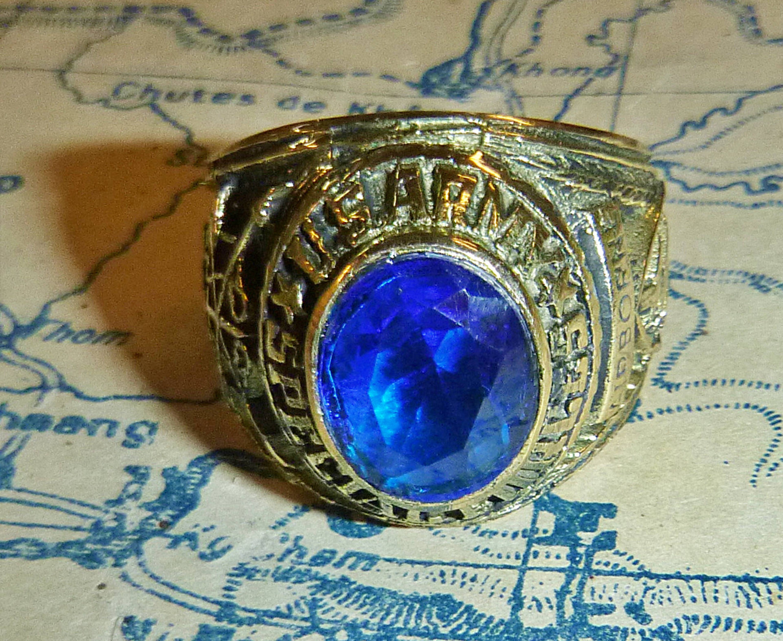US Special Forces – MENS RING – Small Size 7 – Blue Stone – Vietnam War – R.5