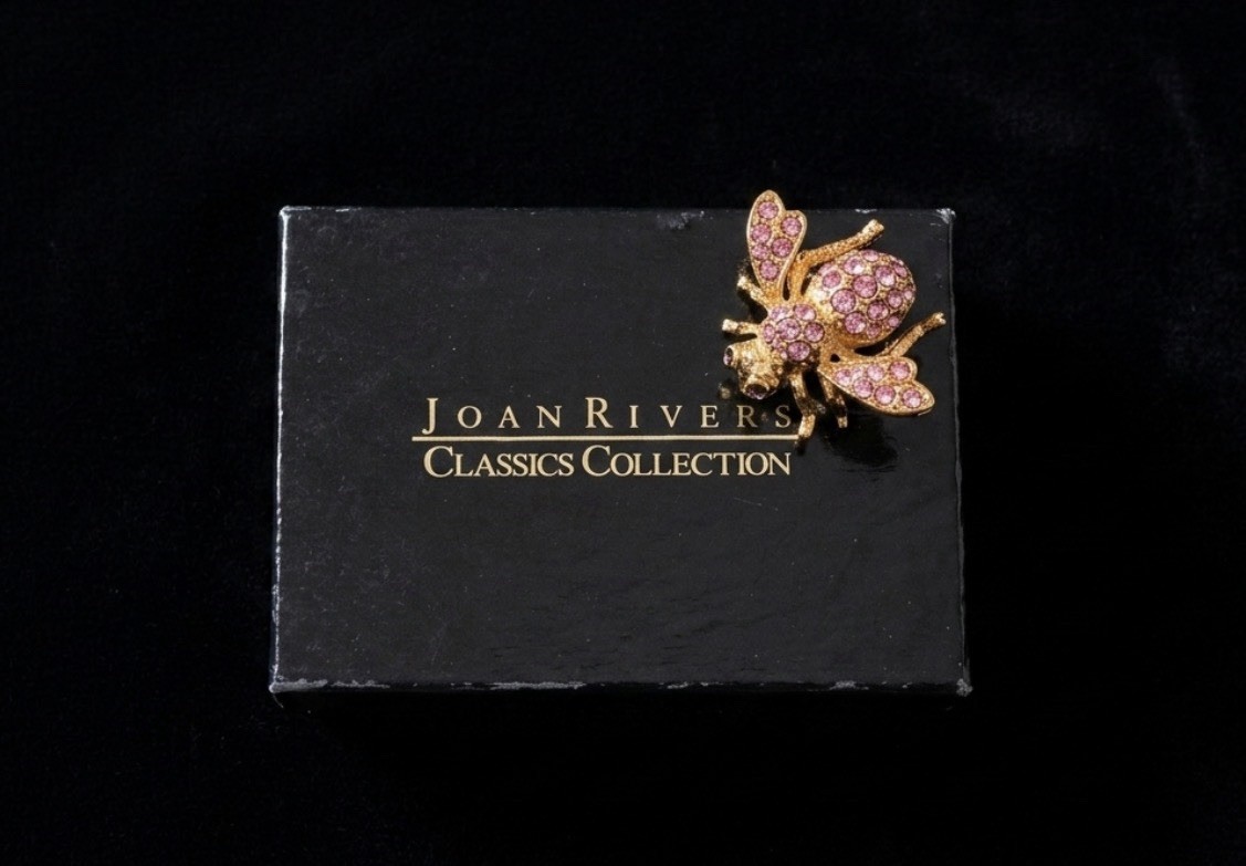 Joan Rivers Classics Collection Bumble Bee Pink Rhinestone Brooch Pin