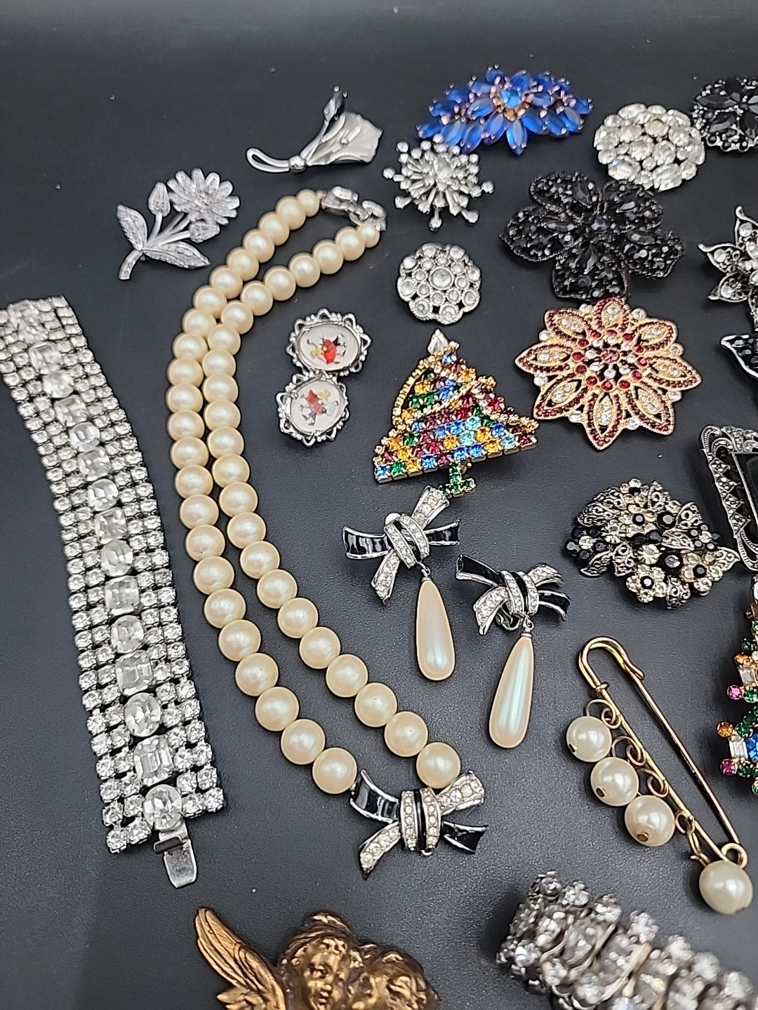 Vtg Costume Jewelry Lot Rhinetones Signed & Unsigned WEISS, JULIANA? Etc