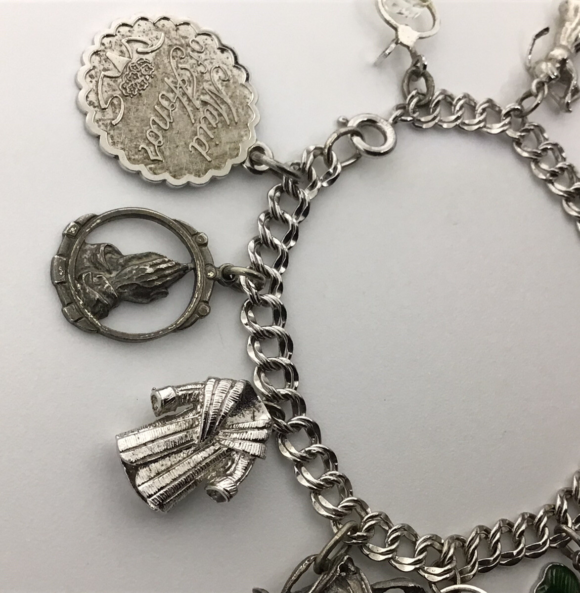 Vtg Sterling Silver 12 Charm Bracelet 7” Love Luck Success Golf Ice Pick 40g