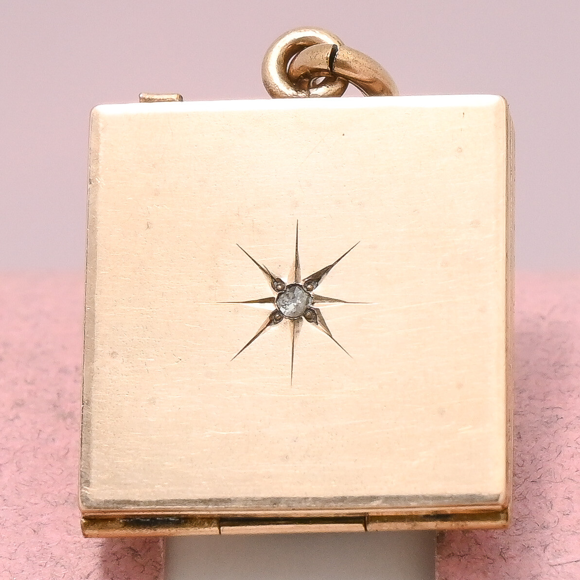 Antique Victorian Gypsy Set Diamond Star Gold Plated Charm Pendant Locket