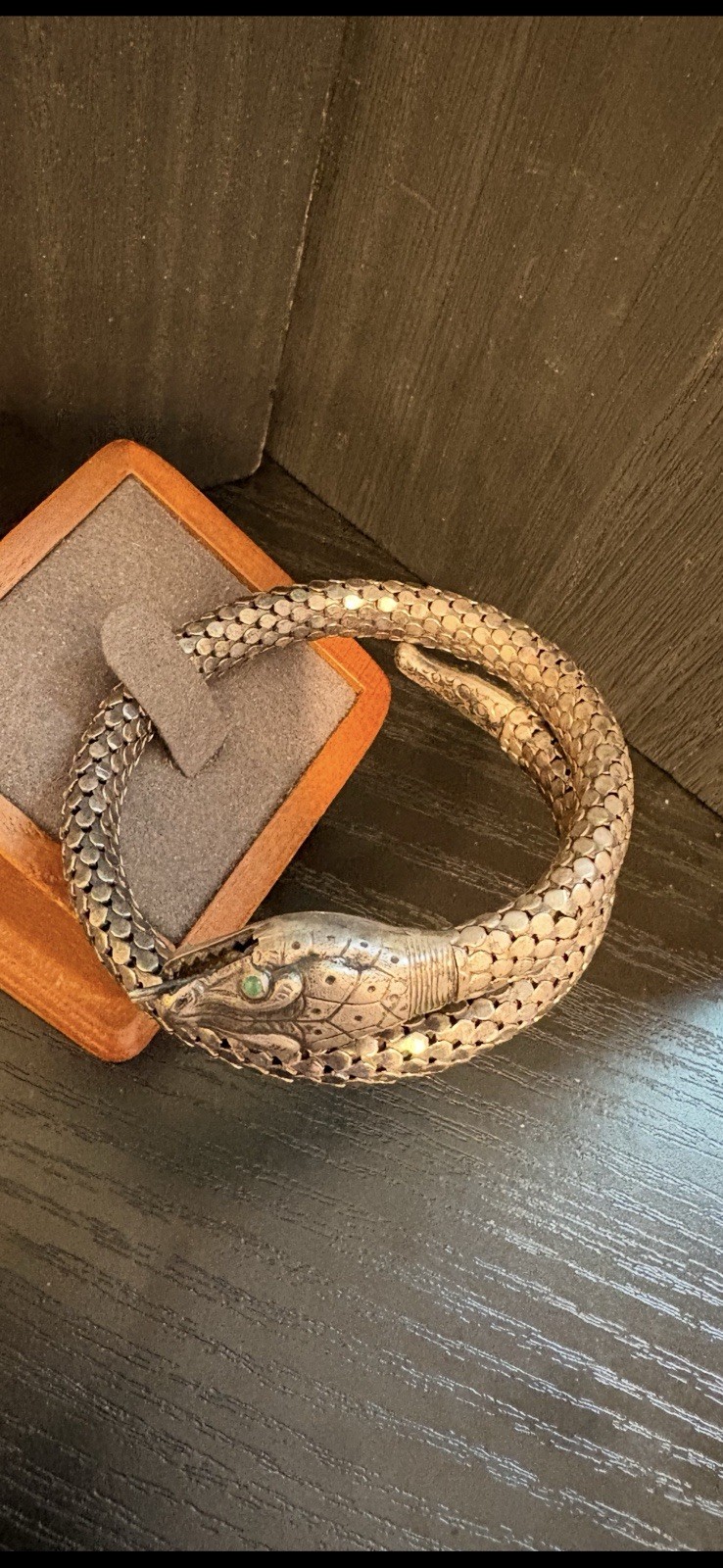 whiting & davis bracelet snake serpent sterling wrap mesh adjusts nice patina