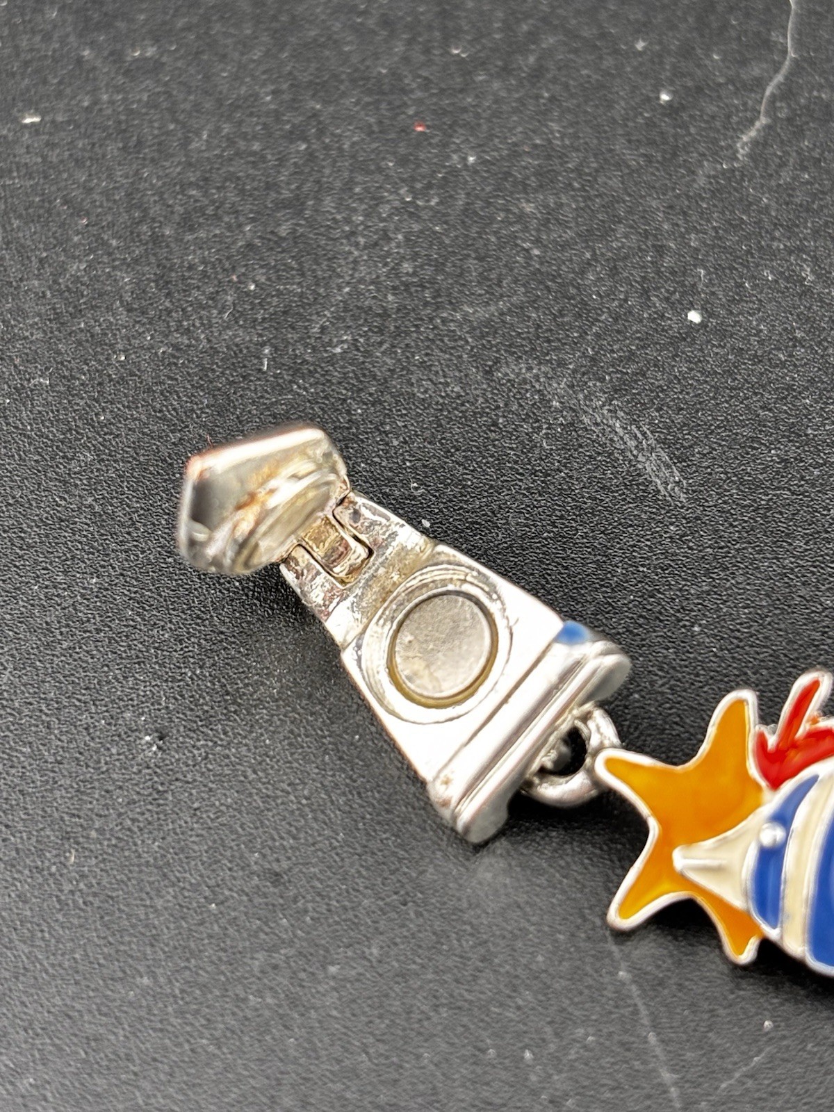 Vintage Magnet Clasp Enamel Sea Creatures Fish Enamel Nautical Bracelet *Read