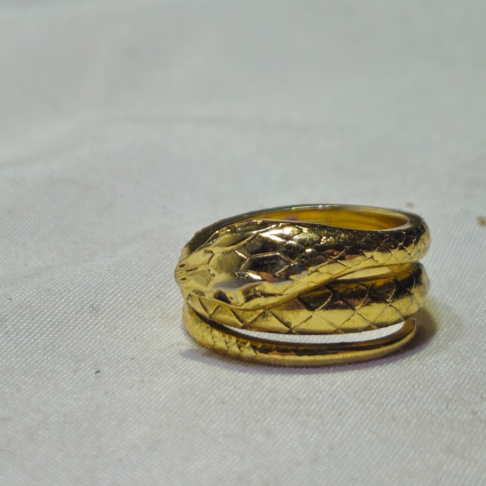Antique Vintage Gold Tone Fancy Coiled Snake Ring From Estate Size 6.25