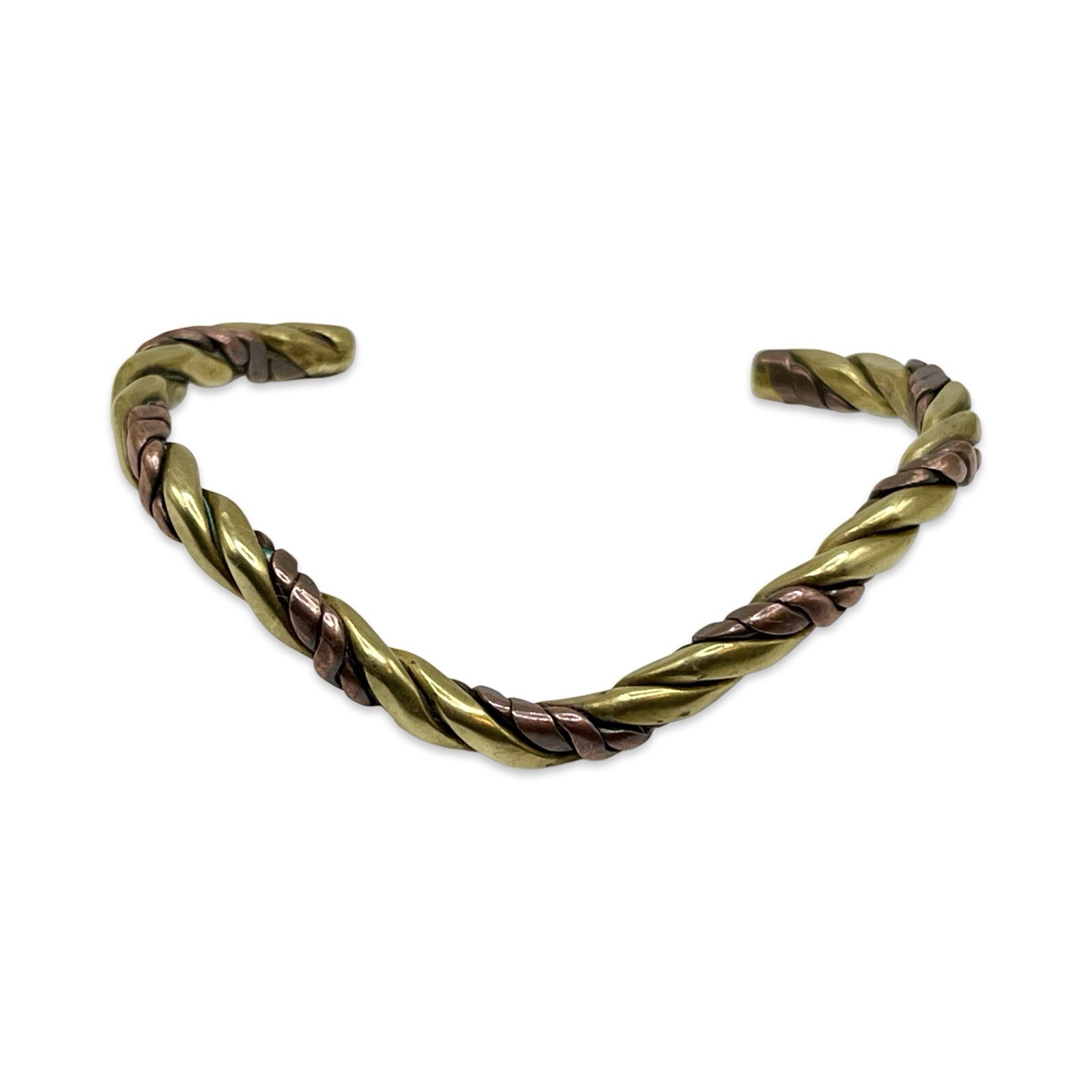 Vintage/Retro 1970s Twisted Copper & Brass Chevron Shaped Unisex Cuff Bracelet