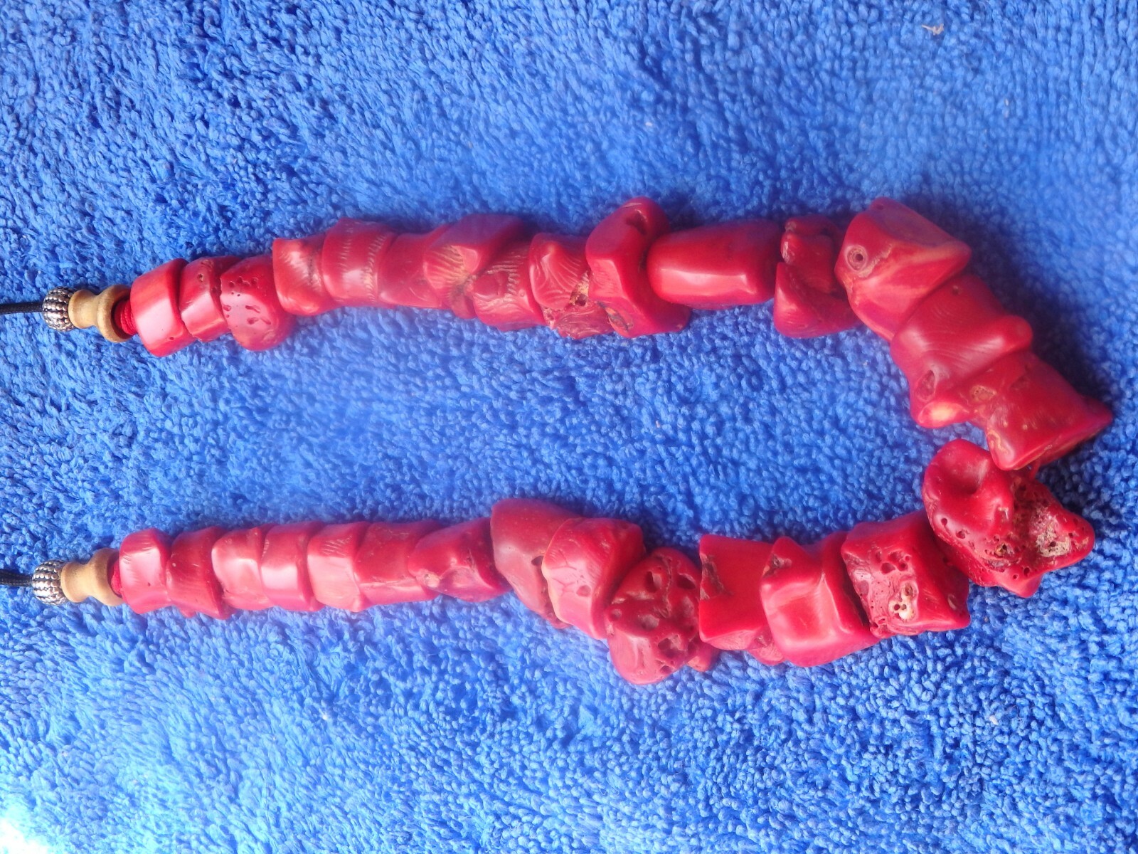 chinese china fine Necklace yes of Deep Red Bamboo Coral nuggets accented