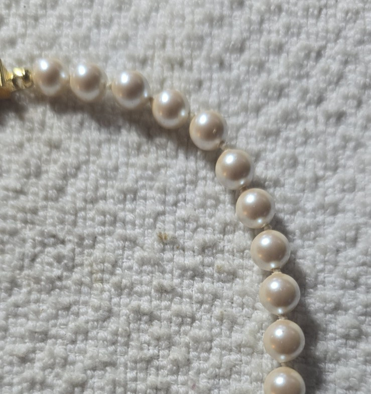 Monet Classic Hand Knotted Faux Pearl 16.5” Necklace Box Clasp Vintage Signed