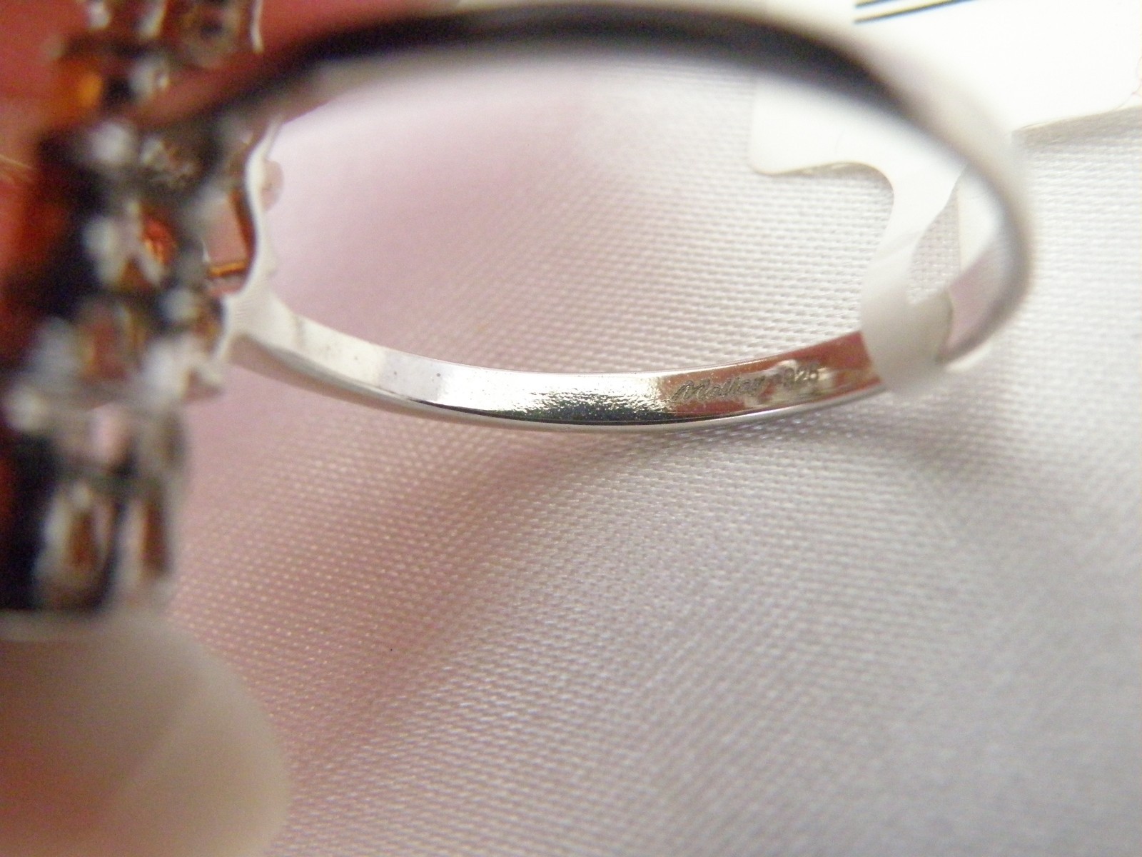 Designer Sterling Silver 925 Natural Mandarin Orange Garnet Ring Size 10