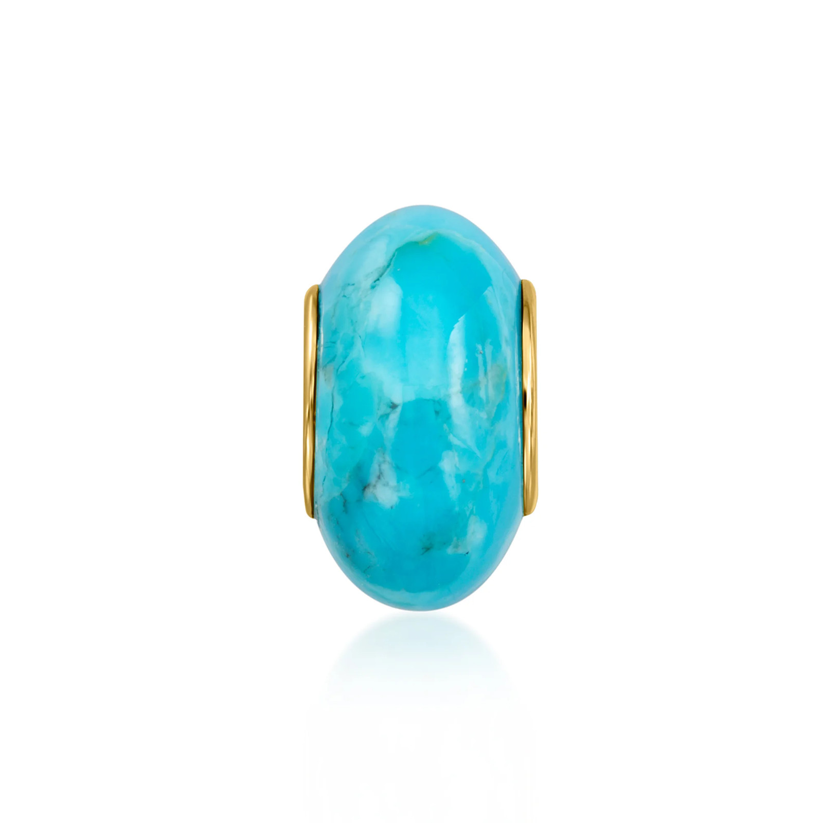 Ross-Simons 12x6mm Turquoise Bead Charm in 18kt Gold Over Sterling