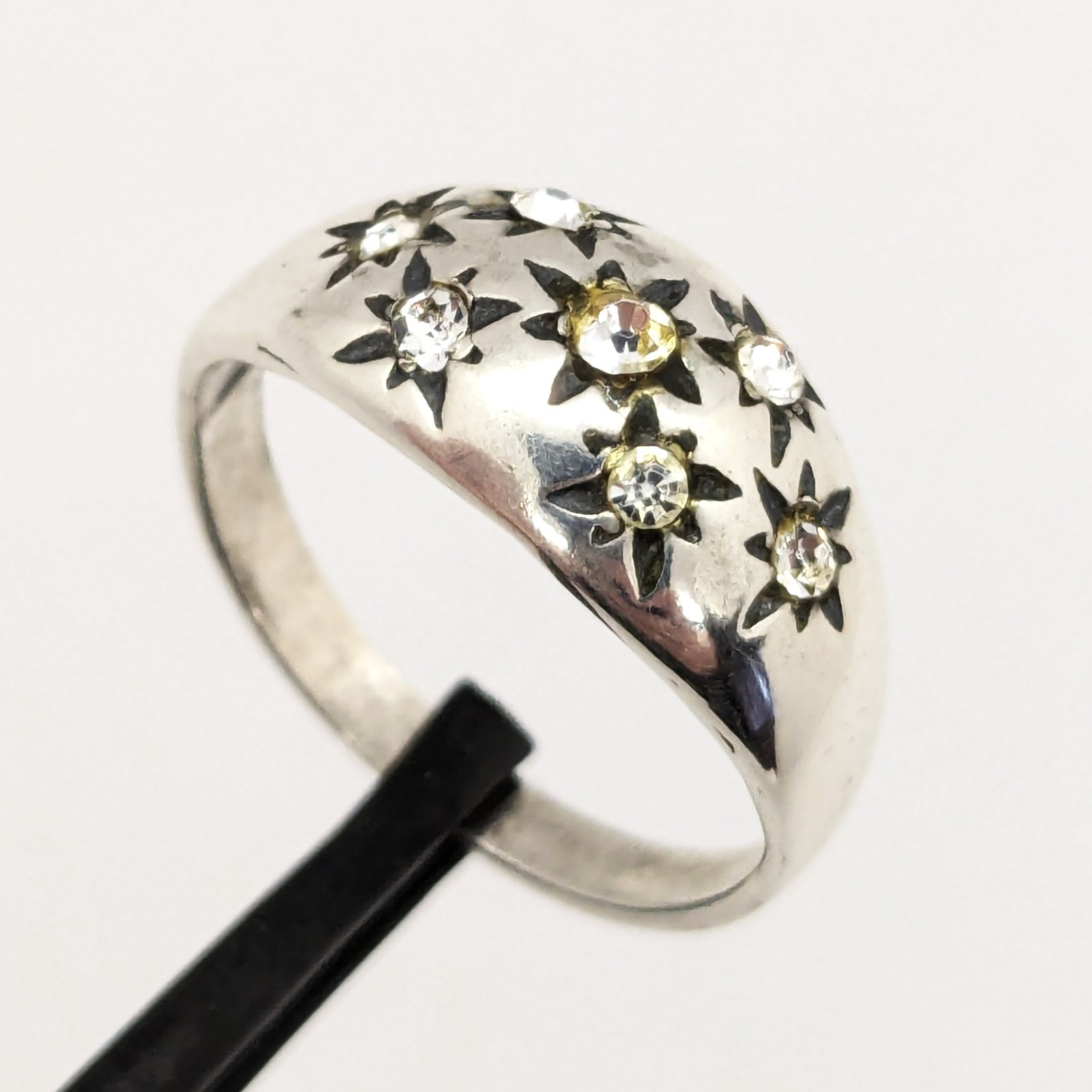 Vintage Elegant RING Silver 925 with Chic Bright Inserts -size: 9US (19mm) | #28