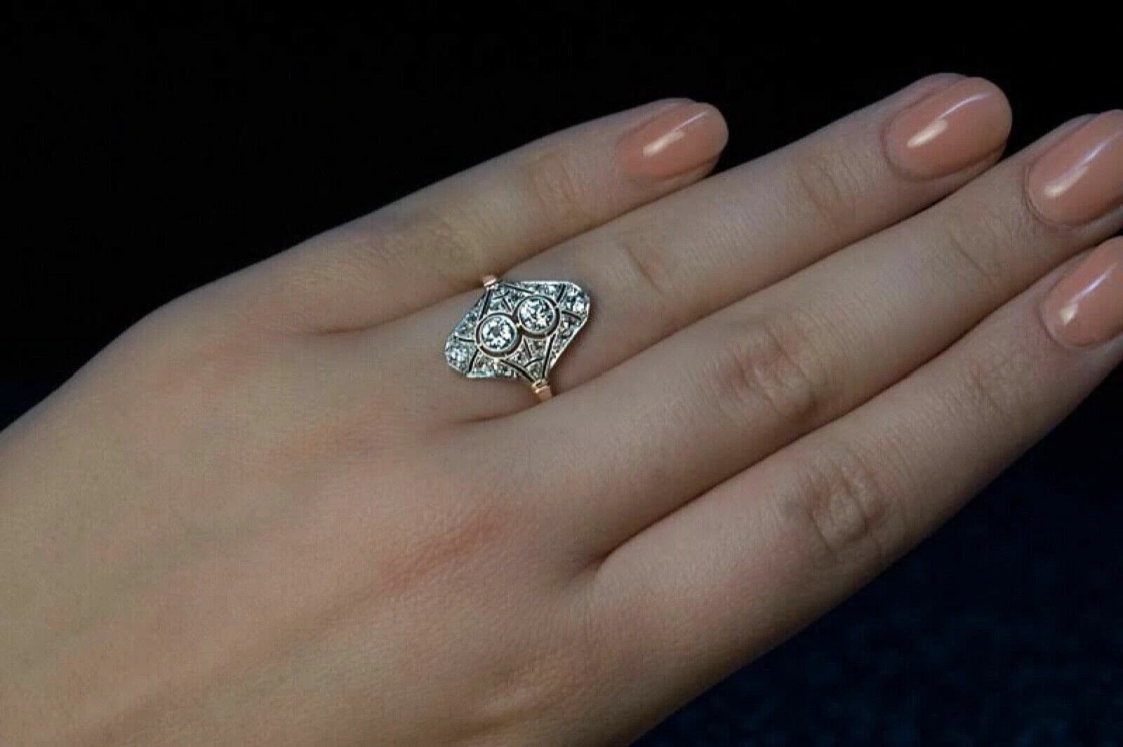 2.55Ct Art Deco Style Edwardian Lab Created Diamond Engagement 14K Gold FN Ring