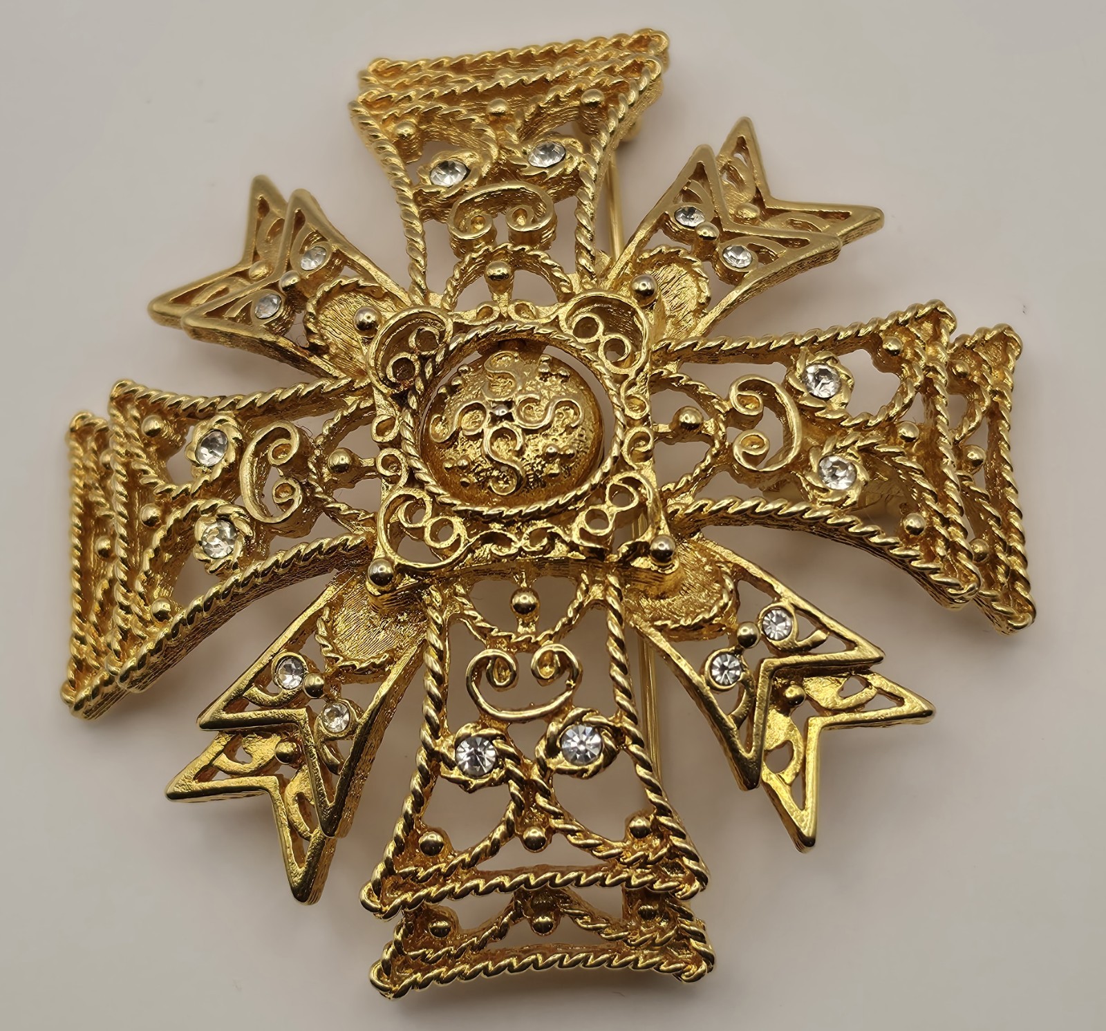 KENNETH LANE KJL GP Maltese Cross 3” Pin/Pendant- Designer Jewelry