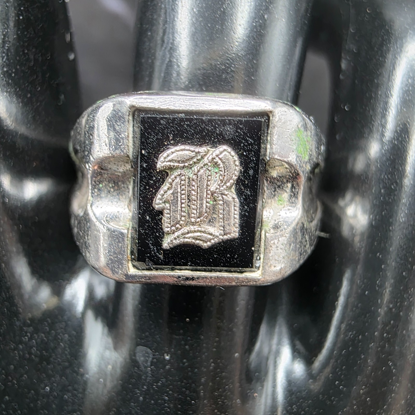 VTG 60s Sterling-ESPO(Joseph Esposito) Inlay Black Onyx Initial Gentleman’s Ring