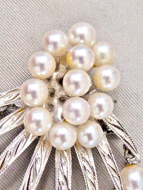VINTAGE FABULOUS BRIGHT CLEAN CULTURED AKOYA PEARL STERLING 60’S PIN PENDANT