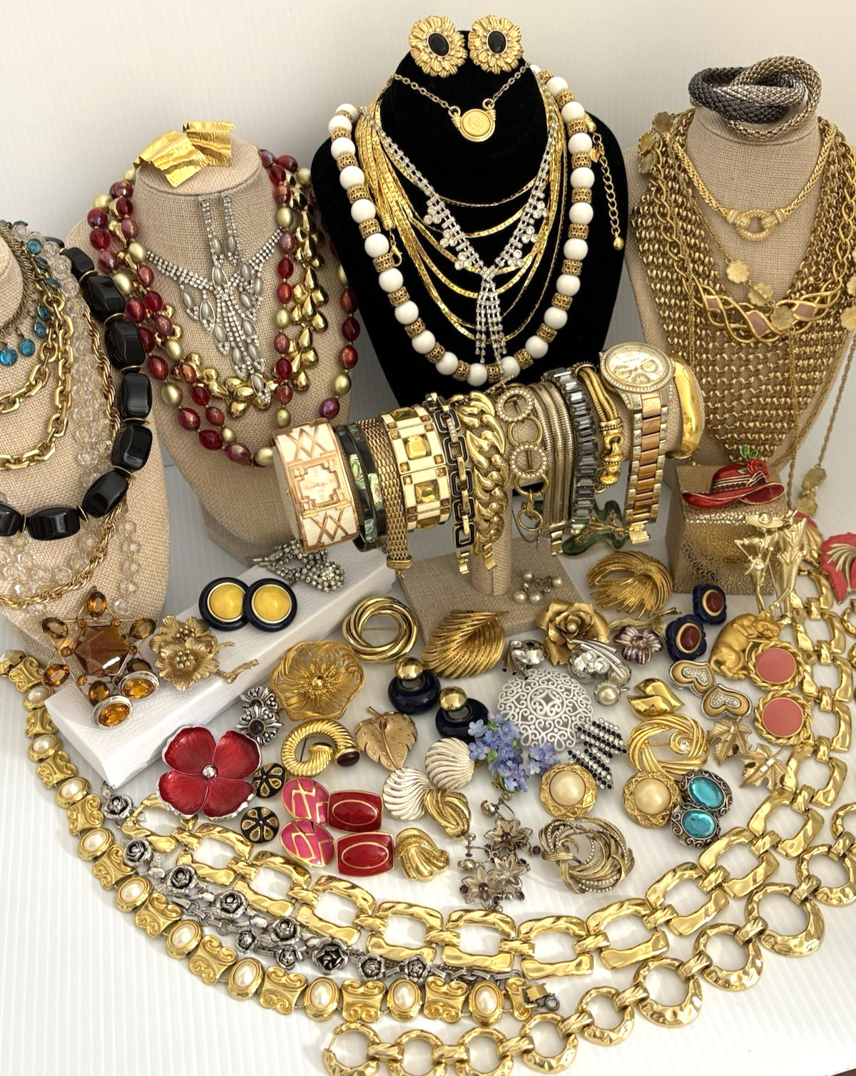 Vintage To Mod Jewelry Lot 81 Pieces Bold Signed Unsigned Designer Mixed Lot