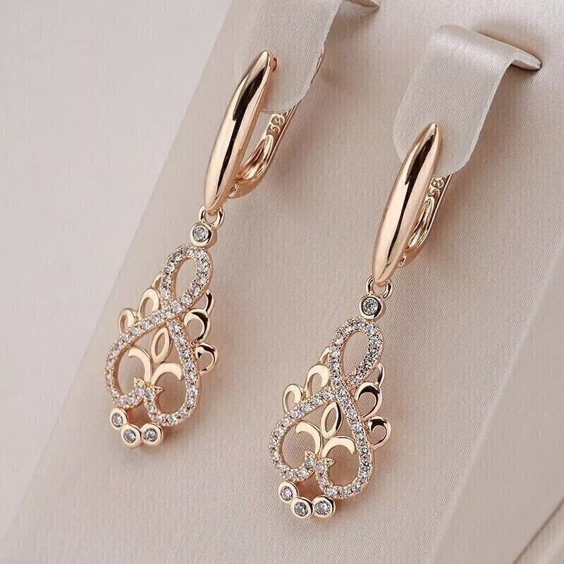 Art Deco Vintage Lab Created Diamond Party Wear New Earring 14K Rose Gold Finish