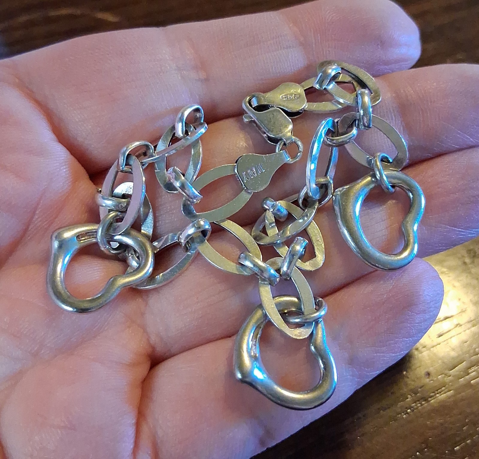 Vintage Sterling Heart Charm 8″ Chain Bracelet 13g See Pics/Description
