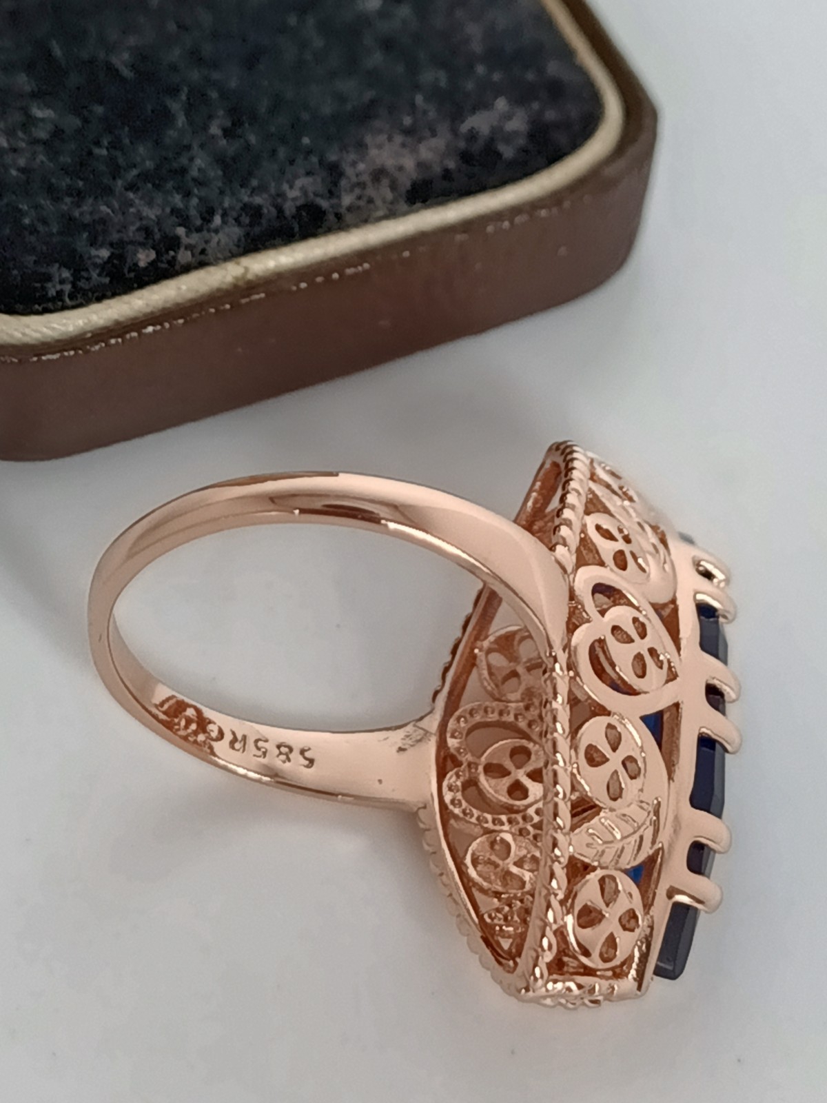 Vintage 1990-s 14 Ct Rolled Gold Sapphire Ring Size UK M US 6 Hallmarked!