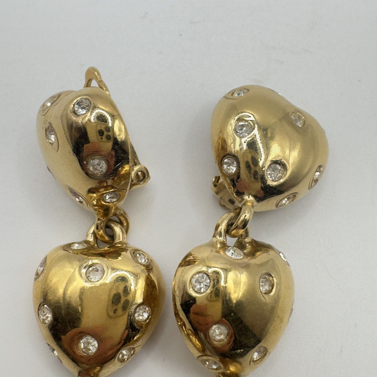 Givenchy Vintage Heart Clip Earrings Gold Tone Chunky Runway 1980 Valentines Day