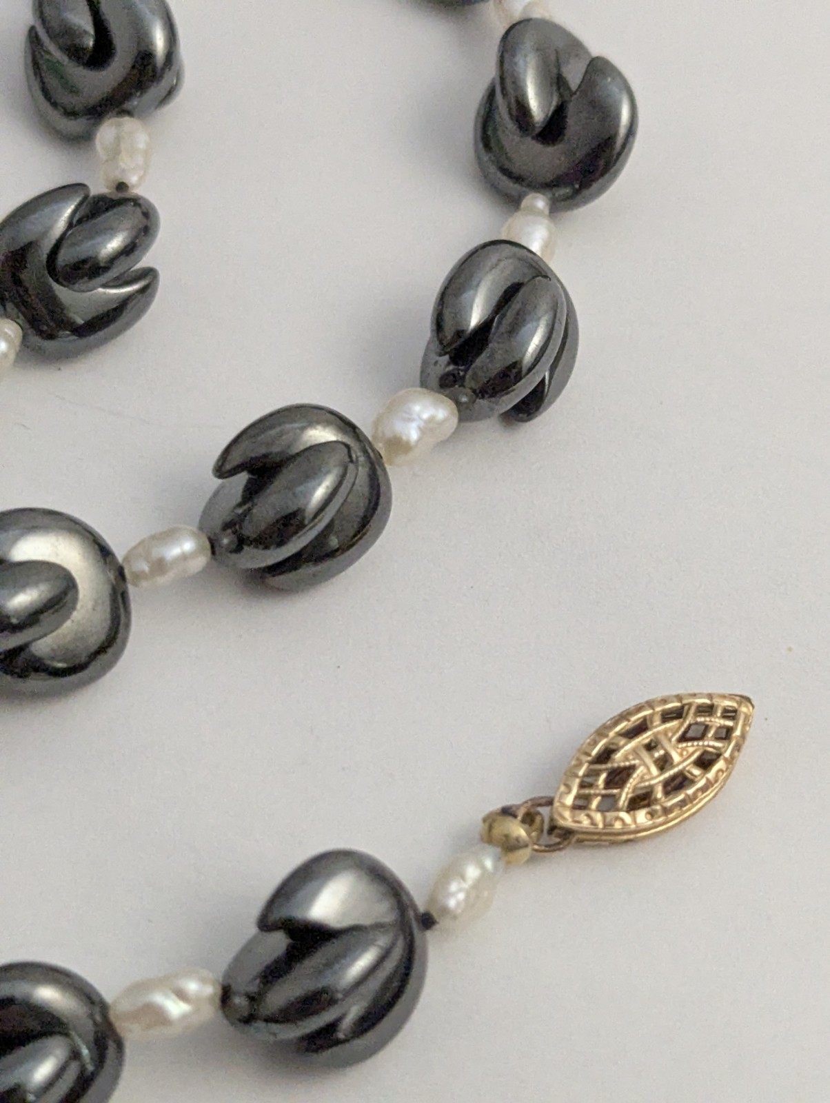 Vtg Handmade Necklace Lot Hematite Pearl Carnelian Garnet Beads Gold Filled