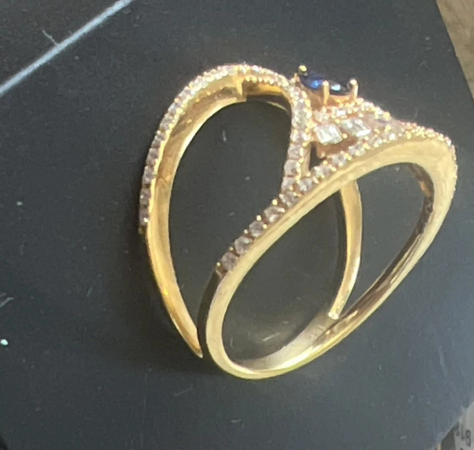 Art Deco Style Lab Created Diamond Engagement Anniversary 14K Gold Finish Ring