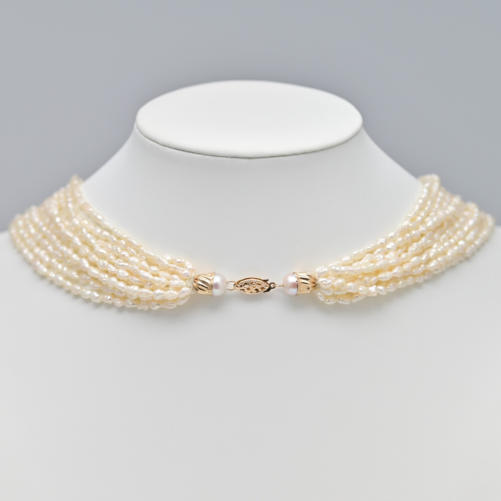 14K Gold S Crown Original Vintage Signed Designer Princess Pearl Estate Necklace