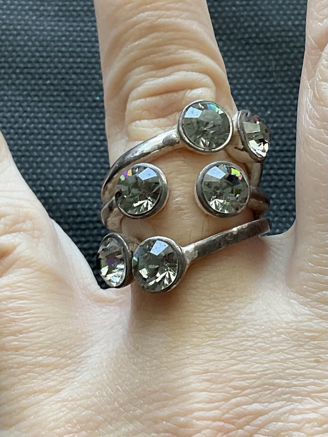 Pilgrim Signed Ring Size 7 Crystal Stones Vintage Estate Jewelry