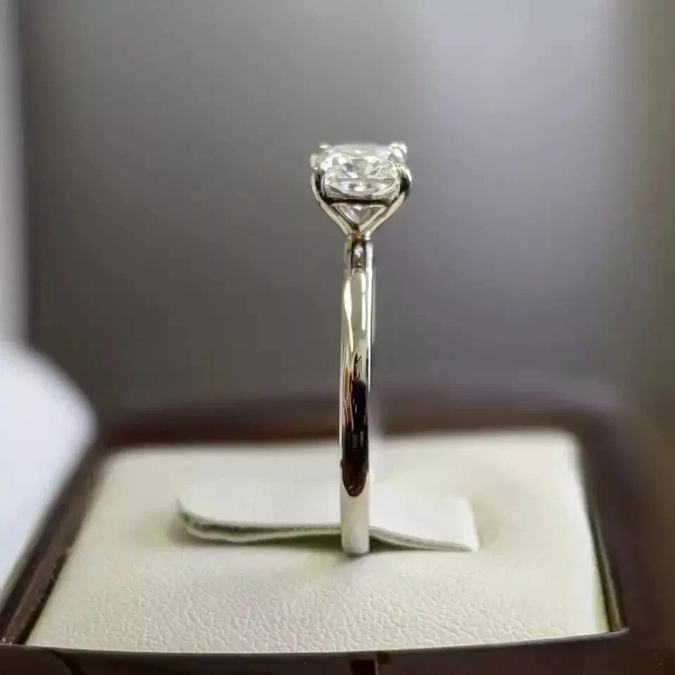 1.2Ct Cushion Cut Lab Created Diamond Solitaire Ring Engagement 14K Gold Finish