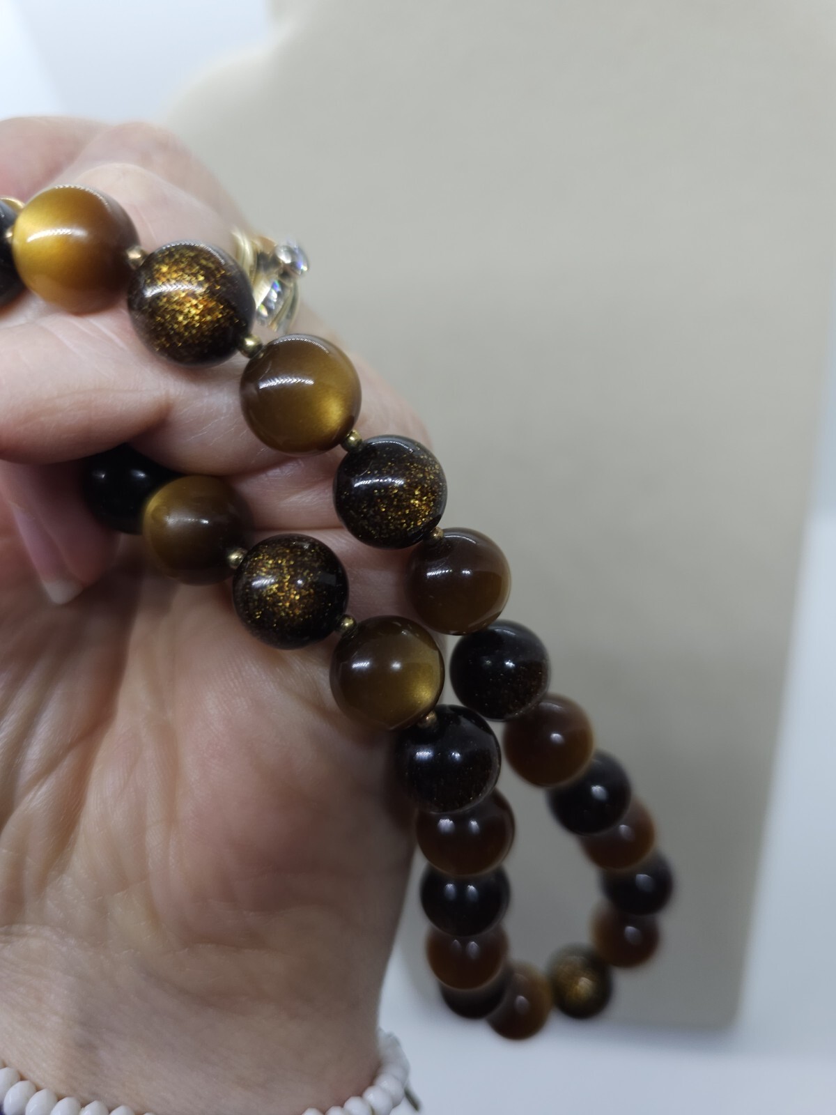 Vintage Trifari Golden Brown Beaded Choker Necklace
