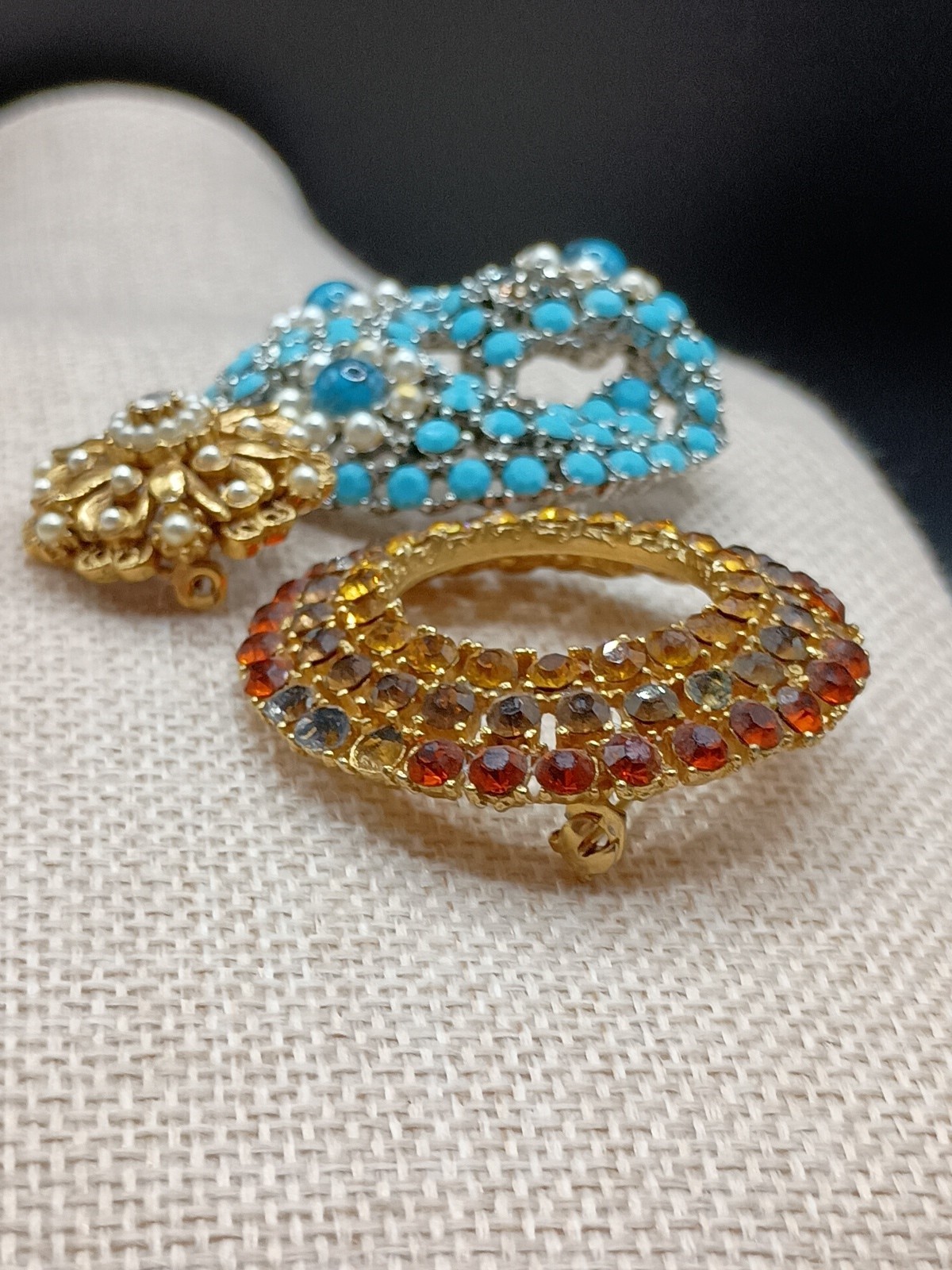 Vintage Weiss Florenza Rhinestone Brooch Designer Lot 3 AS iS REPAIR LOT READ