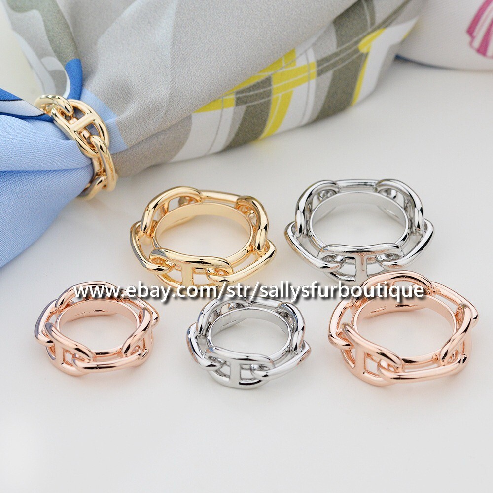 Sallys Quality 100% Copper Scarf Ring Chain Buckles Brooch For Silk Scarves