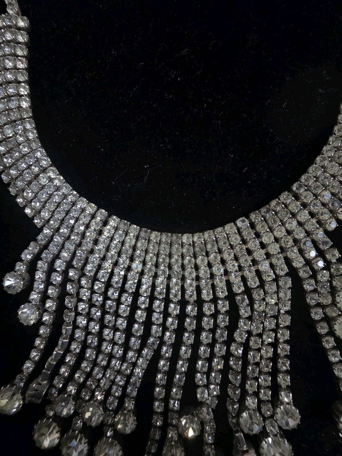 Stunning Vintage Rhinestone Drop Choker 12″ – 16″ Wedding, Vegas, Runway