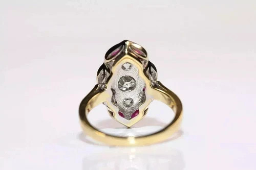 Art Deco Style Round Cut Lab Created Diamond 14K Yellow Gold FN Engagement Ring