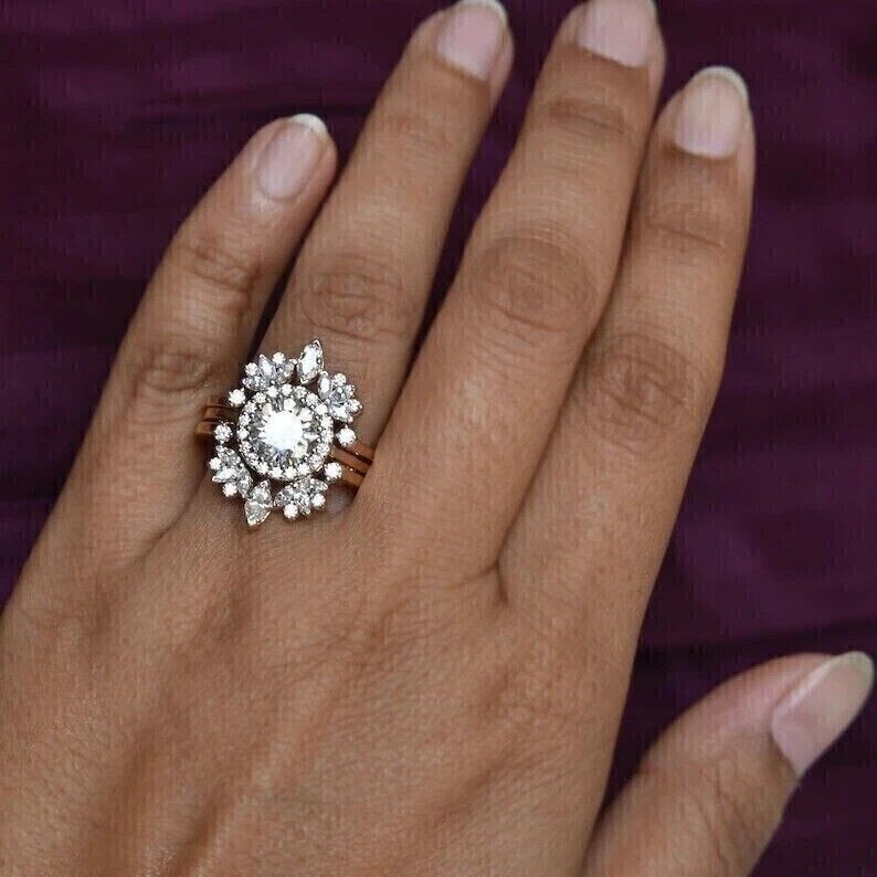 2.85Ct VVS1 Round Cut Lab-Created Diamond Anniversary 14K Yellow Gold FN Ring